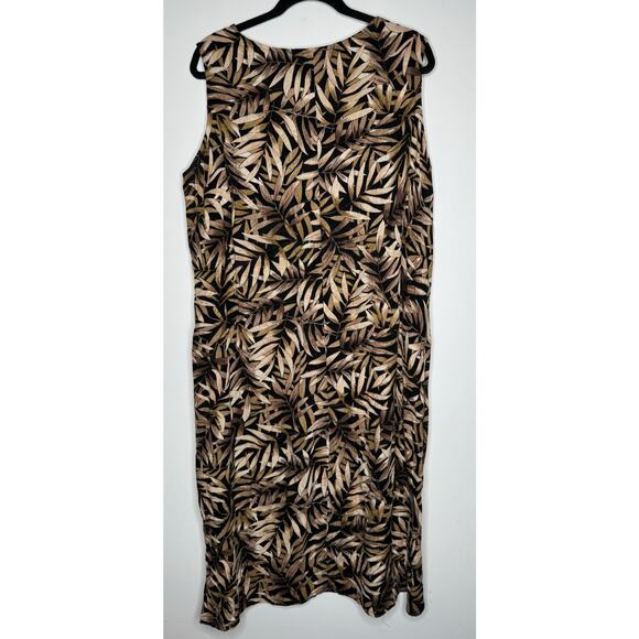 Vintage 90s Plus Size 1X Notations Midi Length Sleeveless Black Brown Dress - Picture 3 of 4